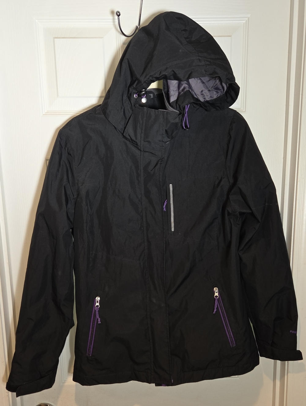 Free Country Radiance Women's Black Hooded Waterproof Rain Jacket Size M